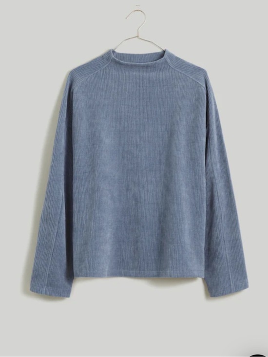 Madewell Tops - NEW Madewell Teapot Blue Striped Jacquard Funnelneck Top Medium